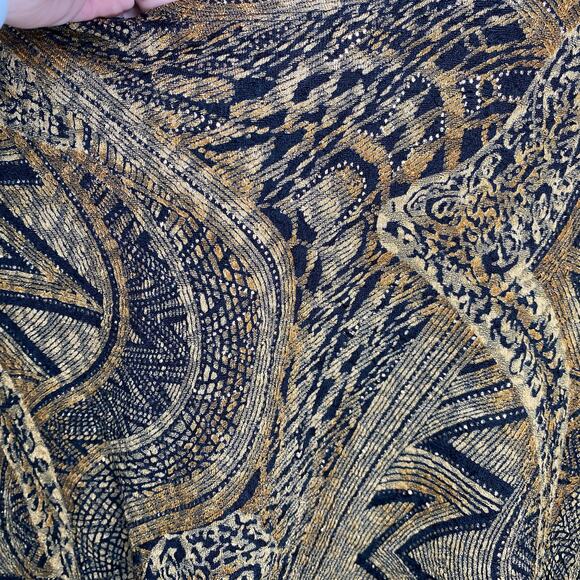 West End Petite Bedazzled Mobwife Sopranos 3/4 Length Y2K Abstract Top size PM - Picture 3 of 9